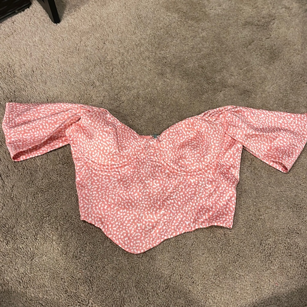 Oh polly pink off the shoulder crop top